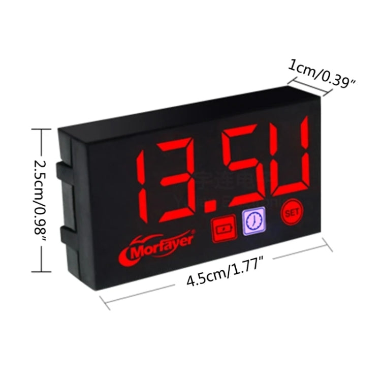 Compact LED Digital Display Time Voltmeter, 3 in 1 Red, 3 in 1 Blue, 3 in 1 White, 3 in 1 Green, 2 in 1 Temperature Red, 2 in 1 Temperature Blue, 2 in 1 Temperature White, 2 in 1 Temperature Green, 2 in 1 Water Temperature Red