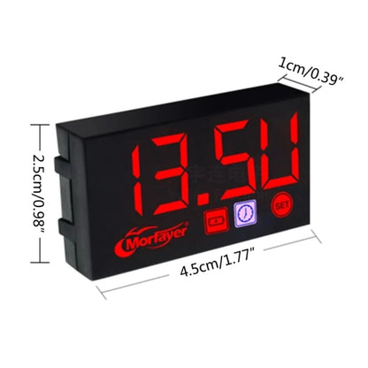 Compact LED Digital Display Time Voltmeter, 3 in 1 Red, 3 in 1 Blue, 3 in 1 White, 3 in 1 Green, 2 in 1 Temperature Red, 2 in 1 Temperature Blue, 2 in 1 Temperature White, 2 in 1 Temperature Green, 2 in 1 Water Temperature Red