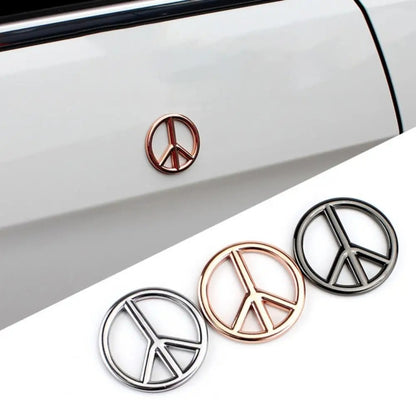 Car Anti-War Peace Sign Three-Dimensional Metal Stickers, Silver, Titanium Black, Gold