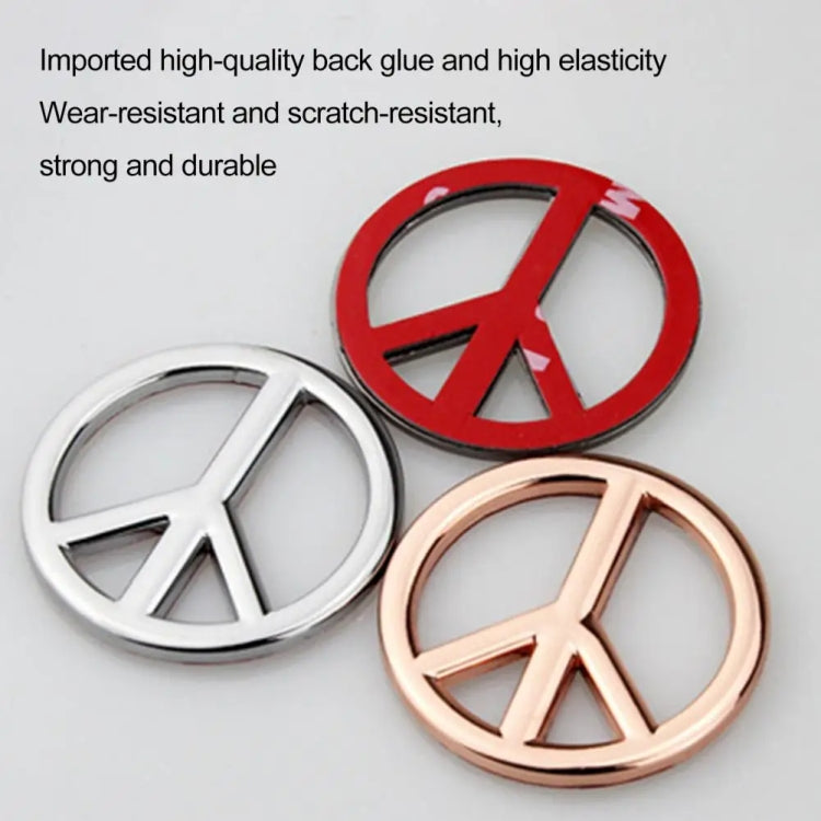Car Anti-War Peace Sign Three-Dimensional Metal Stickers, Silver, Titanium Black, Gold