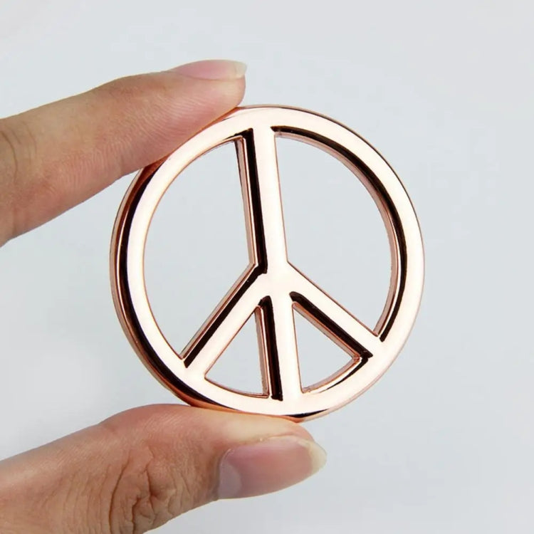Car Anti-War Peace Sign Three-Dimensional Metal Stickers, Silver, Titanium Black, Gold