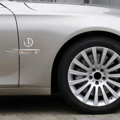 Car Anti-War Peace Sign Three-Dimensional Metal Stickers, Silver, Titanium Black, Gold