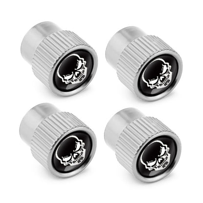 4pcs /Set Skeleton Car Tire Universal Aluminum Valve Cap, Black, Silver