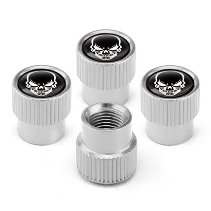 4pcs /Set Skeleton Car Tire Universal Aluminum Valve Cap, Black, Silver