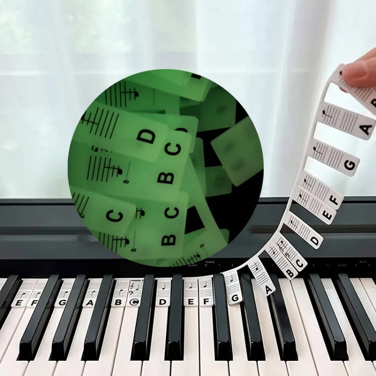 Luminous Silicone Piano Notes Guide Removable Piano Keyboard, 88 Keys Black Text, 88 Keys Color Text, 61 Keys Black Text, 61 Keys Color Text