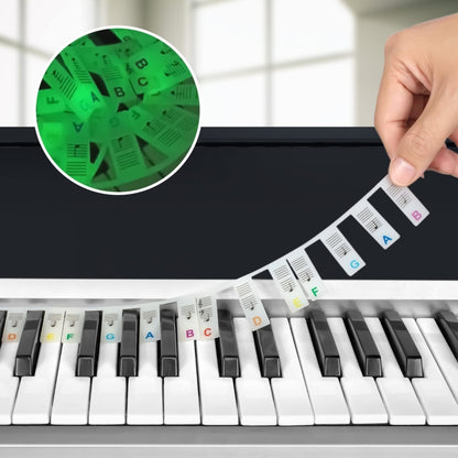 Luminous Silicone Piano Notes Guide Removable Piano Keyboard, 88 Keys Black Text, 88 Keys Color Text, 61 Keys Black Text, 61 Keys Color Text