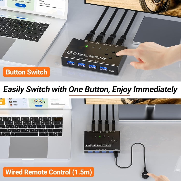 KC-KM434B USB3.0 4 Port USB Shared Device 4 Port Printer Sharing Device Keyboard Mouse Switch, KC-KM434B