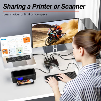 KC-KM434B USB3.0 4 Port USB Shared Device 4 Port Printer Sharing Device Keyboard Mouse Switch, KC-KM434B