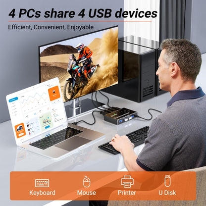 KC-KM434B USB3.0 4 Port USB Shared Device 4 Port Printer Sharing Device Keyboard Mouse Switch, KC-KM434B
