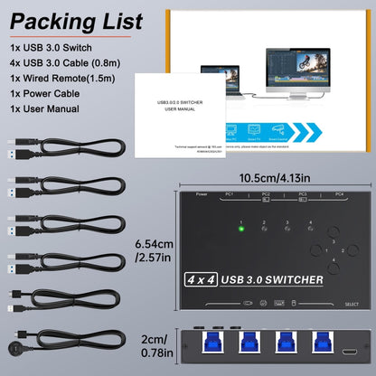 KC-KM434B USB3.0 4 Port USB Shared Device 4 Port Printer Sharing Device Keyboard Mouse Switch, KC-KM434B