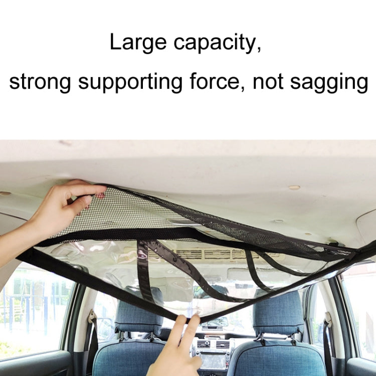 SUV Ceiling Storage Net Car Roof Mesh Storage Bag Suitable For 3-handle Models, Transparent PVC+Reinforcement Webbing, Extra Large Size