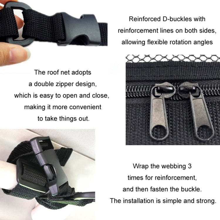 SUV Ceiling Storage Net Car Roof Mesh Storage Bag Suitable For 3-handle Models, Transparent PVC+Reinforcement Webbing, Extra Large Size