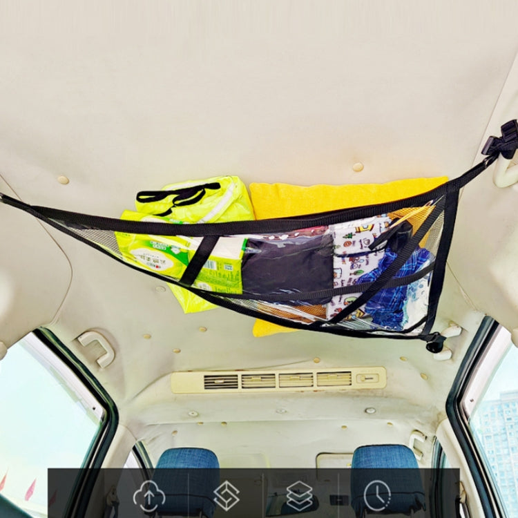 SUV Ceiling Storage Net Car Roof Mesh Storage Bag Suitable For 3-handle Models, Transparent PVC+Reinforcement Webbing, Extra Large Size