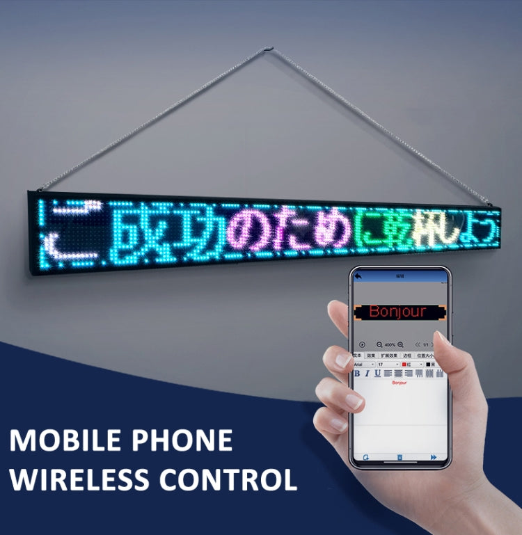 Wifi Scrolling LED Sign Message Board Support Multi-Languauge, Monochrome 260x95x15mm, Colorful 820x95x15mm