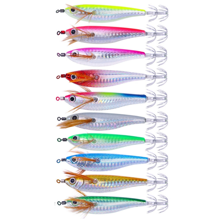 10colors /Set HENGJIA SJ055 Horizontal Luminous Wooden Shrimp Bait Bionic Faux Bait Squid Hook, 10.3cm 9.4g