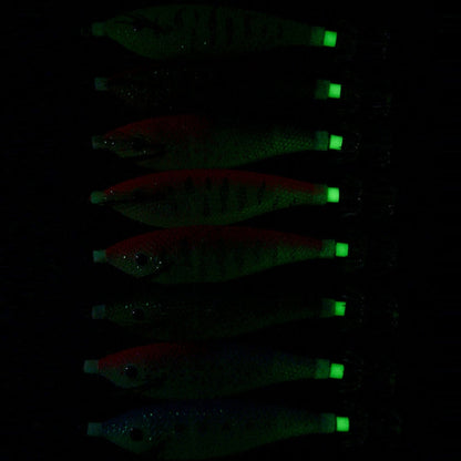 8colors /Set HENGJIA SJ057 Luminous Wooden Shrimp Dummy Bait Squid Hook Hard Bait, 11cm 13.4g