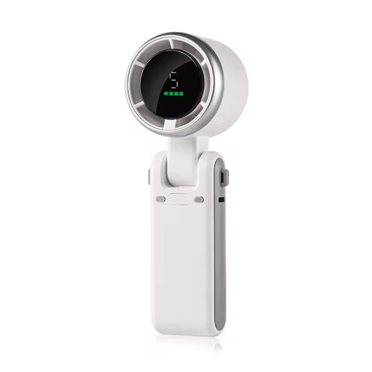 Hand-held Folding Turbo Fan Hanging Neck & Desktop Dual-use 5 Gear Adjustable with Digital Display