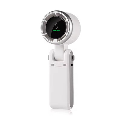 Hand-held Folding Turbo Fan Hanging Neck & Desktop Dual-use 5 Gear Adjustable with Digital Display