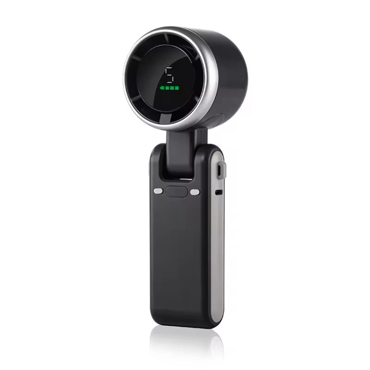 Hand-held Folding Turbo Fan Hanging Neck & Desktop Dual-use 5 Gear Adjustable with Digital Display