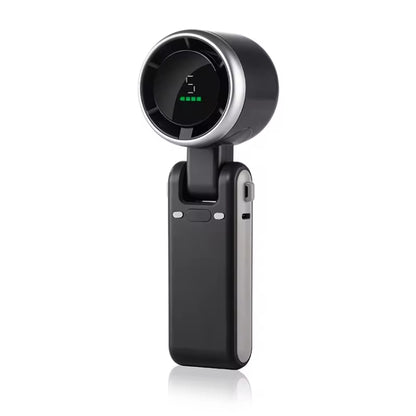 Hand-held Folding Turbo Fan Hanging Neck & Desktop Dual-use 5 Gear Adjustable with Digital Display