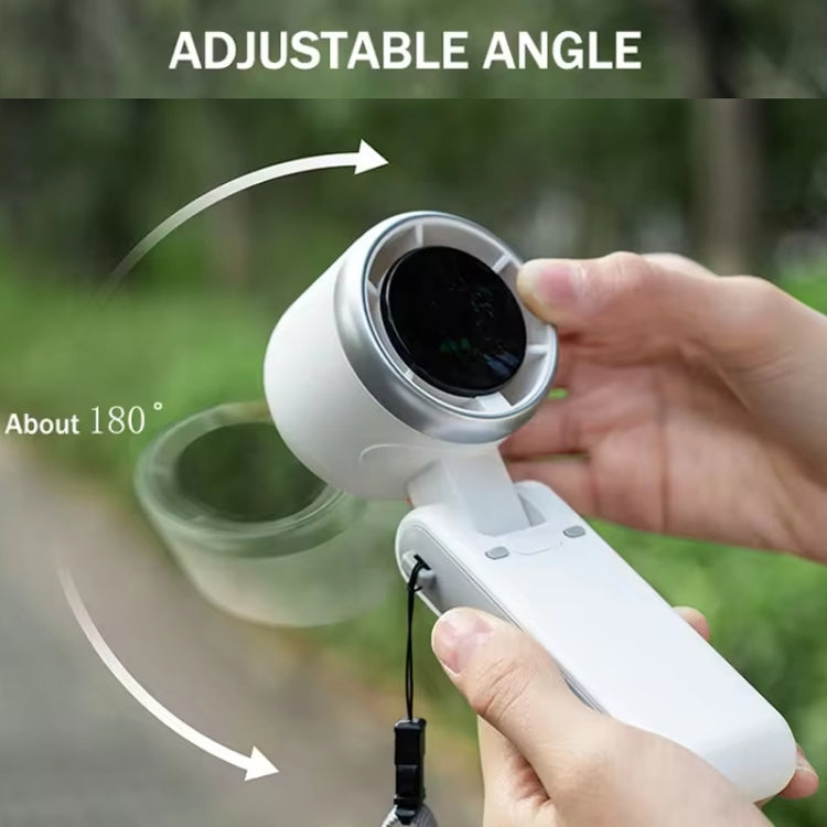 Hand-held Folding Turbo Fan Hanging Neck & Desktop Dual-use 5 Gear Adjustable with Digital Display
