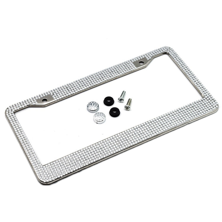 US Standard Stainless Steel License Plate Modified Frame With Diamonds, Round Hole White Diamond, Round Hole Black Diamond, Round Hole Pink Diamond, Square Hole Black Diamond, Square Hole White Diamond, Square Hole Pink Diamond