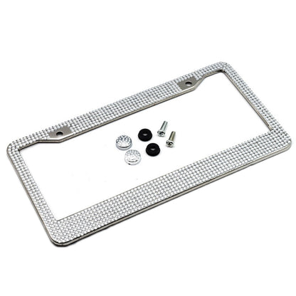 US Standard Stainless Steel License Plate Modified Frame With Diamonds, Round Hole White Diamond, Round Hole Black Diamond, Round Hole Pink Diamond, Square Hole Black Diamond, Square Hole White Diamond, Square Hole Pink Diamond