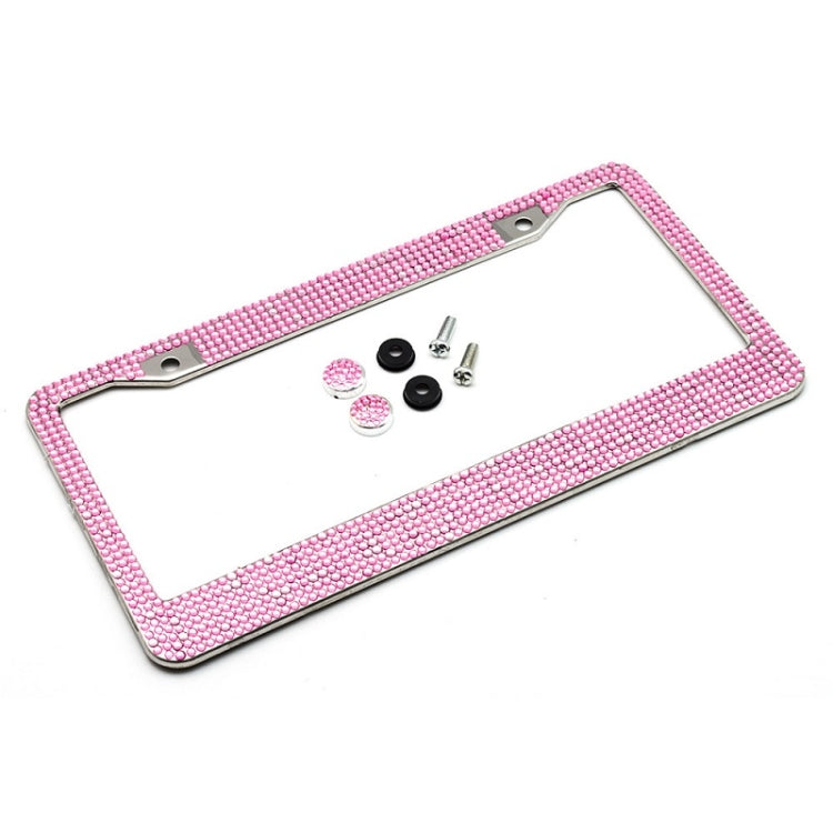 US Standard Stainless Steel License Plate Modified Frame With Diamonds, Round Hole White Diamond, Round Hole Black Diamond, Round Hole Pink Diamond, Square Hole Black Diamond, Square Hole White Diamond, Square Hole Pink Diamond