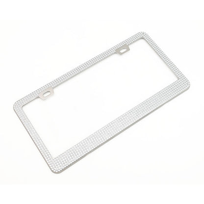 US Standard Stainless Steel License Plate Modified Frame With Diamonds, Round Hole White Diamond, Round Hole Black Diamond, Round Hole Pink Diamond, Square Hole Black Diamond, Square Hole White Diamond, Square Hole Pink Diamond