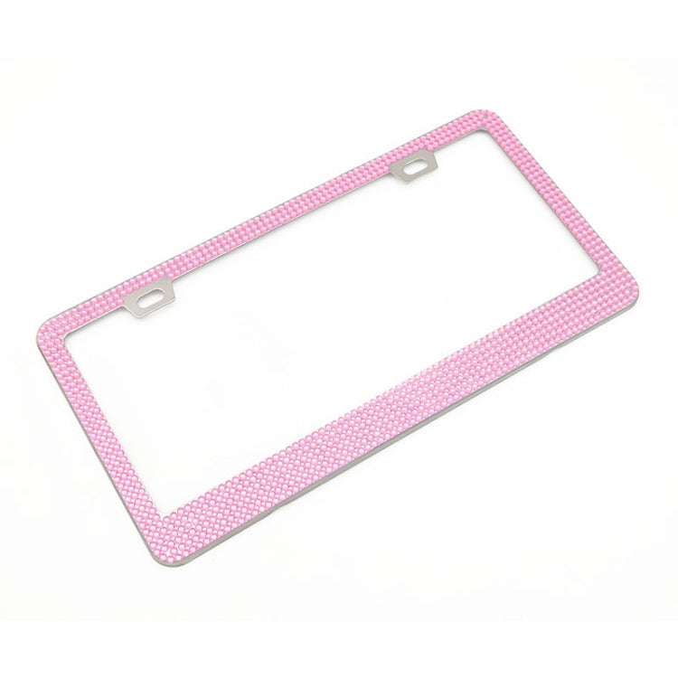 US Standard Stainless Steel License Plate Modified Frame With Diamonds, Round Hole White Diamond, Round Hole Black Diamond, Round Hole Pink Diamond, Square Hole Black Diamond, Square Hole White Diamond, Square Hole Pink Diamond