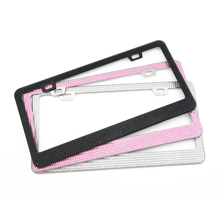 US Standard Stainless Steel License Plate Modified Frame With Diamonds, Round Hole White Diamond, Round Hole Black Diamond, Round Hole Pink Diamond, Square Hole Black Diamond, Square Hole White Diamond, Square Hole Pink Diamond