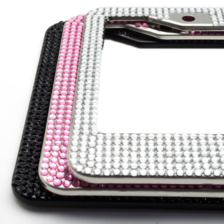US Standard Stainless Steel License Plate Modified Frame With Diamonds, Round Hole White Diamond, Round Hole Black Diamond, Round Hole Pink Diamond, Square Hole Black Diamond, Square Hole White Diamond, Square Hole Pink Diamond