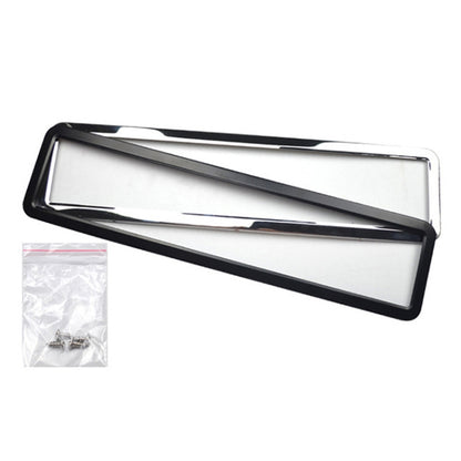 European/Russian/Ukrainian Stainless Steel License Plate Frame, 8K Mirror, Spray Black