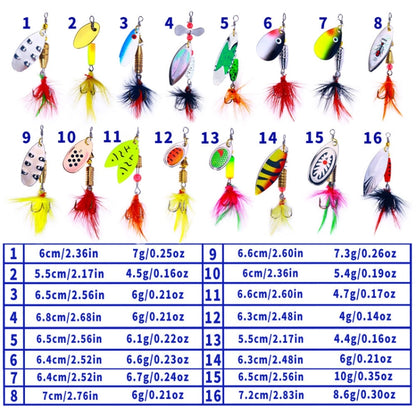 HENGJIA SPB101 Spinning Dummy Bait Noise Metal Sequins Fishing Lure, 16pcs /Set
