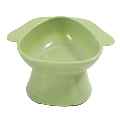Dogs Cats Food Bowl Water Bowl Slanted Mouth Neck Protection Anti Knock Over Pet Feeder, Grass Green, Lemon Yellow, Rouge Pink