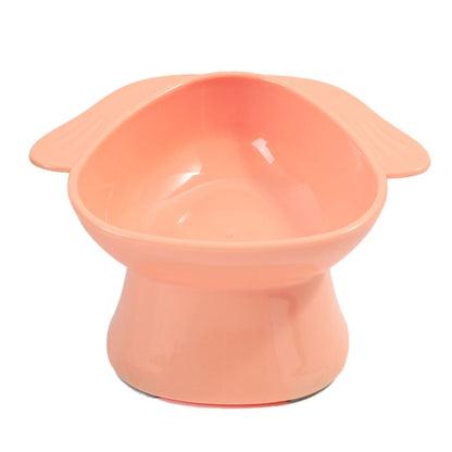 Dogs Cats Food Bowl Water Bowl Slanted Mouth Neck Protection Anti Knock Over Pet Feeder, Grass Green, Lemon Yellow, Rouge Pink
