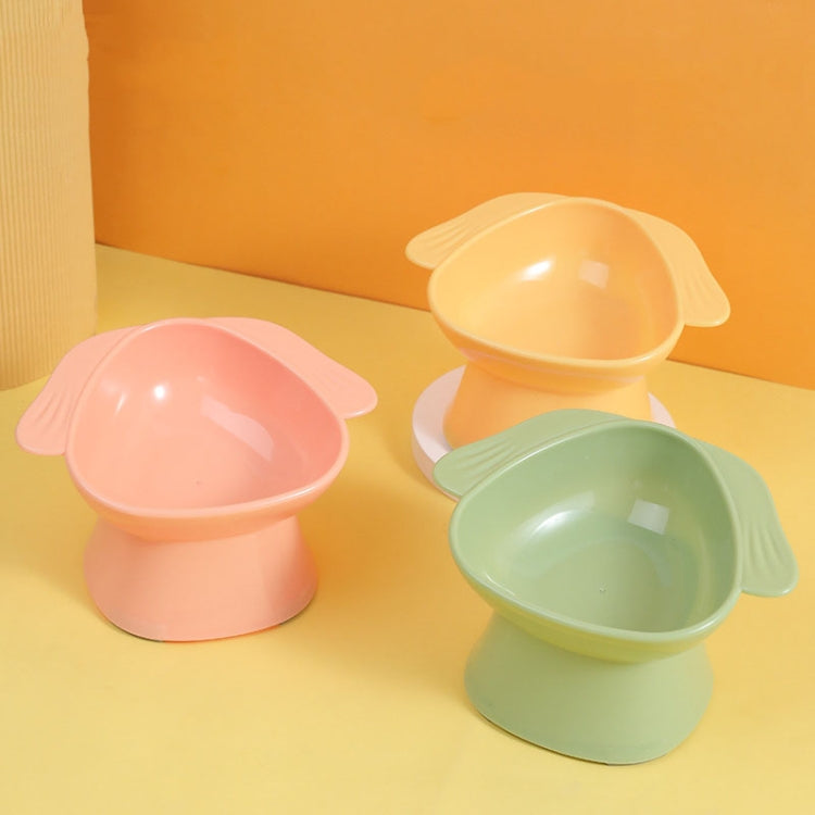 Dogs Cats Food Bowl Water Bowl Slanted Mouth Neck Protection Anti Knock Over Pet Feeder, Grass Green, Lemon Yellow, Rouge Pink