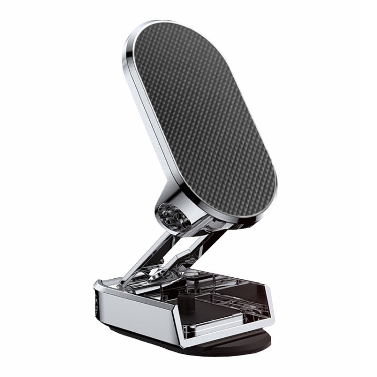 D11 Magnetic Folding Car Phone Holder Rotatable Dashboard Stick-On Navigation Stand, Black Frosted, Silver Frosted