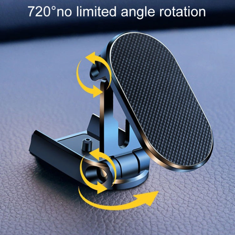 D11 Magnetic Folding Car Phone Holder Rotatable Dashboard Stick-On Navigation Stand, Black Frosted, Silver Frosted