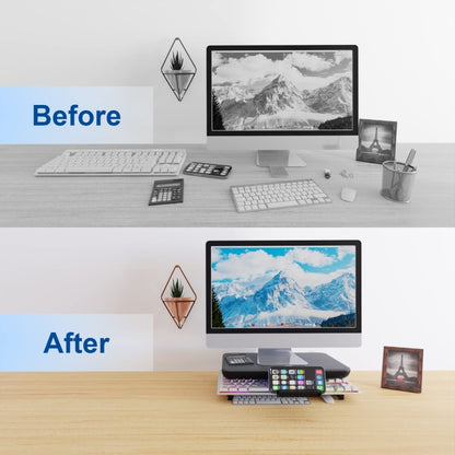 Oimaster Monitor Stand Riser Adjustable Height Laptop Bracket With Storage Drawer, Basic, Upgrade