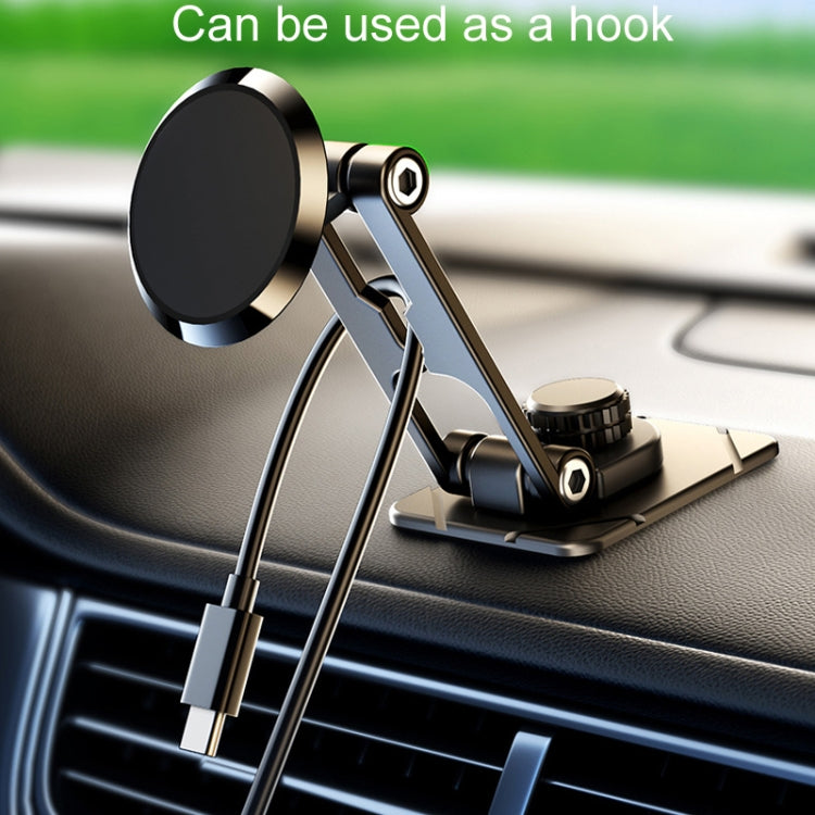Foldable Suspension Car Phone Holder Magnetic Adhesive Type Metal Navigation Stand, D30