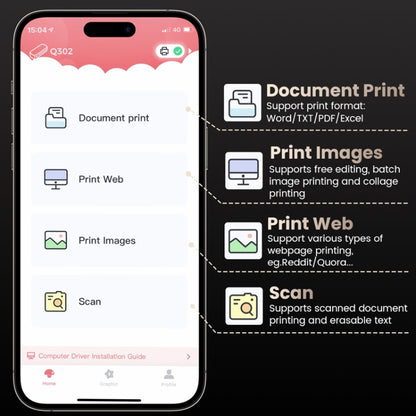 Phomemo Q302 300dpi Wifi Wireless Bluetooth Thermal Printer Support Multi-Size Thermal Paper, Q302