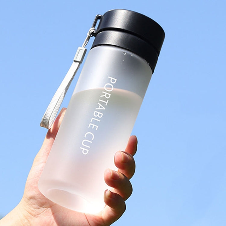 Outdoor Large Capacity Sports Mug Frosted Plastic Portable Leak-proof Teacups, 400ml Transparent Black, 400ml Transparent White, 400ml Transparent Green, 600ml Transparent White, 600ml Transparent Green, 600Mml Transparent Black, 800ml Transparent Blac...