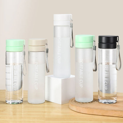 Outdoor Large Capacity Sports Mug Frosted Plastic Portable Leak-proof Teacups, 400ml Transparent Black, 400ml Transparent White, 400ml Transparent Green, 600ml Transparent White, 600ml Transparent Green, 600Mml Transparent Black, 800ml Transparent Blac...