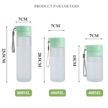 Outdoor Large Capacity Sports Mug Frosted Plastic Portable Leak-proof Teacups, 400ml Transparent Black, 400ml Transparent White, 400ml Transparent Green, 600ml Transparent White, 600ml Transparent Green, 600Mml Transparent Black, 800ml Transparent Blac...