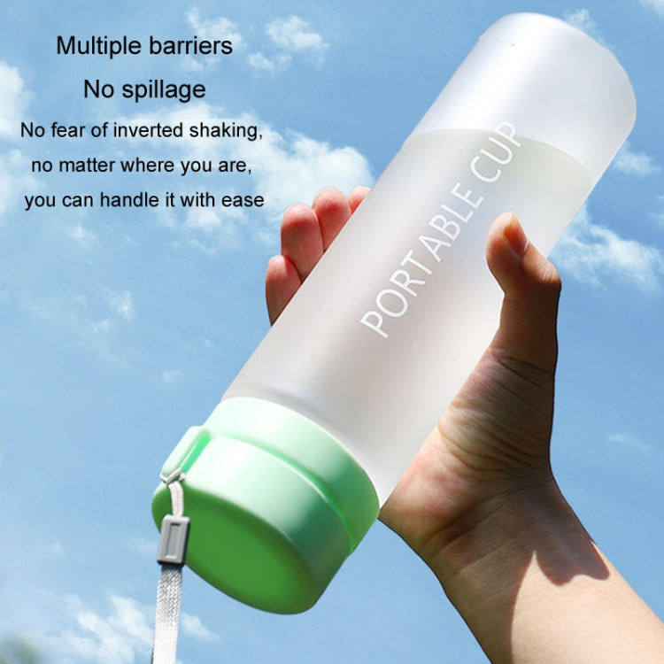 Outdoor Large Capacity Sports Mug Frosted Plastic Portable Leak-proof Teacups, 400ml Transparent Black, 400ml Transparent White, 400ml Transparent Green, 600ml Transparent White, 600ml Transparent Green, 600Mml Transparent Black, 800ml Transparent Blac...