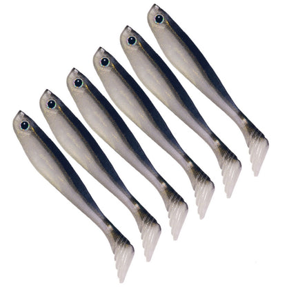 6pcs /Pack HENGJIA T-Tail Soft Dummy Bait Freshwater Fishing Lures, 10cm 5.3g