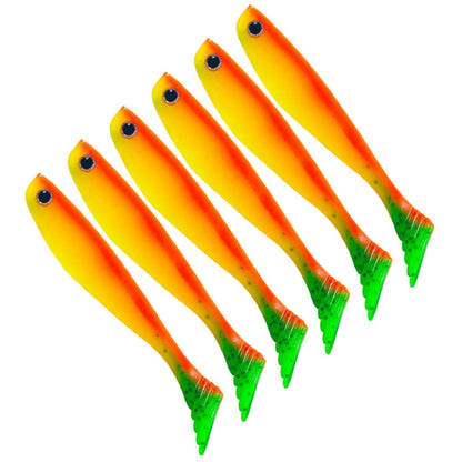 6pcs /Pack HENGJIA T-Tail Soft Dummy Bait Freshwater Fishing Lures, 10cm 5.3g