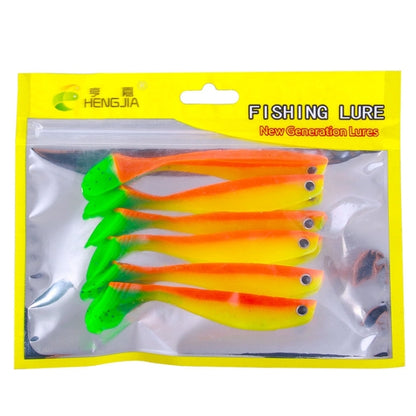 6pcs /Pack HENGJIA T-Tail Soft Dummy Bait Freshwater Fishing Lures, 10cm 5.3g