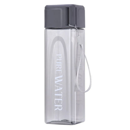 Simple Square Mug Portable Leak-Proof Plastic Cup Sports Camping Bottle, 500ml